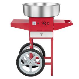 Electric Cotton Candy Machine with Cart, 1000W Commercial Candy Floss Maker with 20.5 in Stainless Steel Bowl, Sugar Scoop, and Drawer, Easy to U